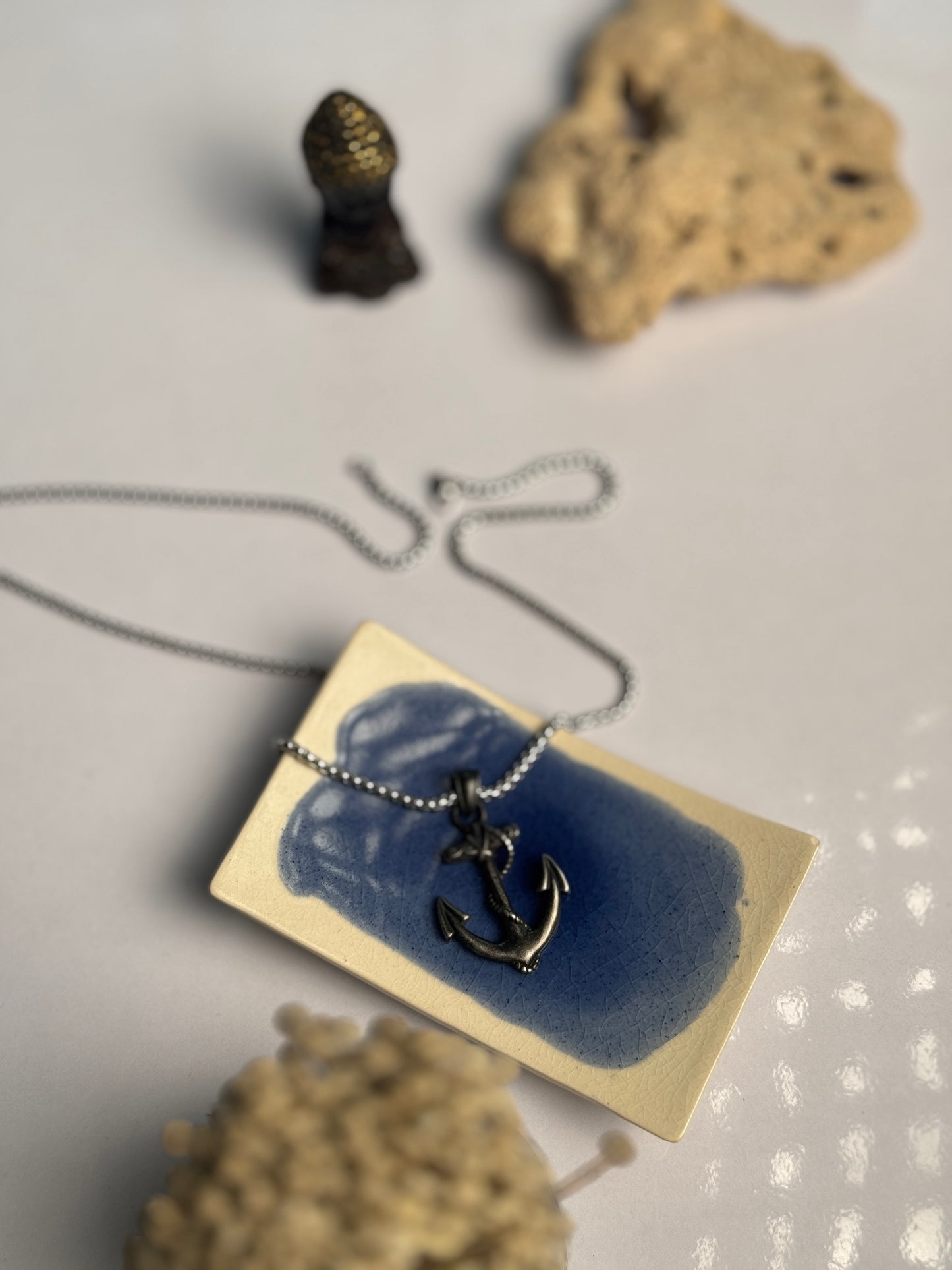 Anchor black tanned  premium stainless steel 60 cm chain