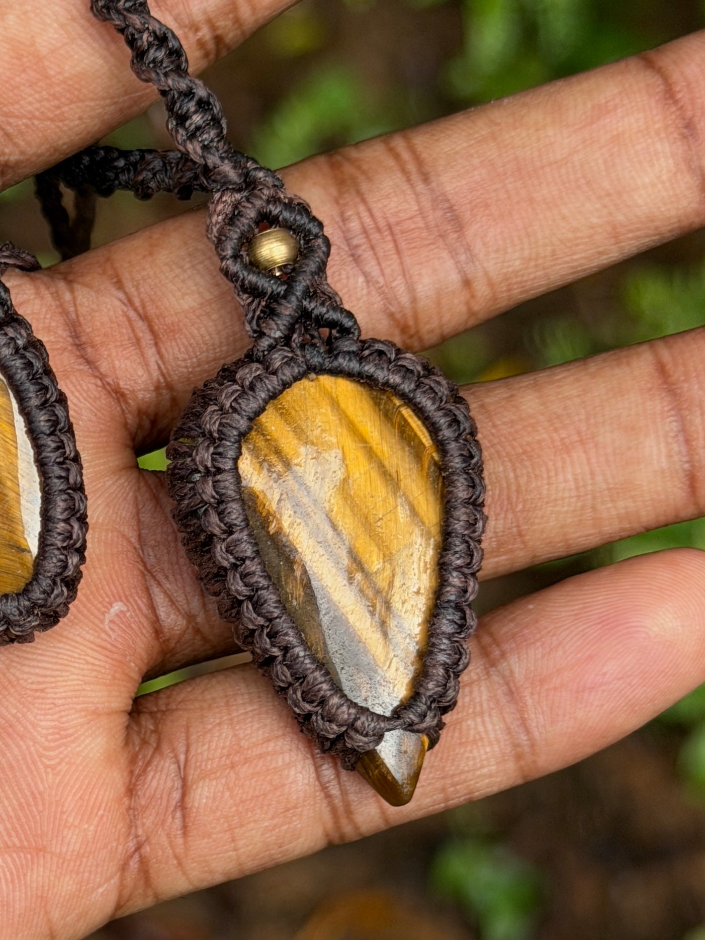 Tiger eye  macrame stone necklace