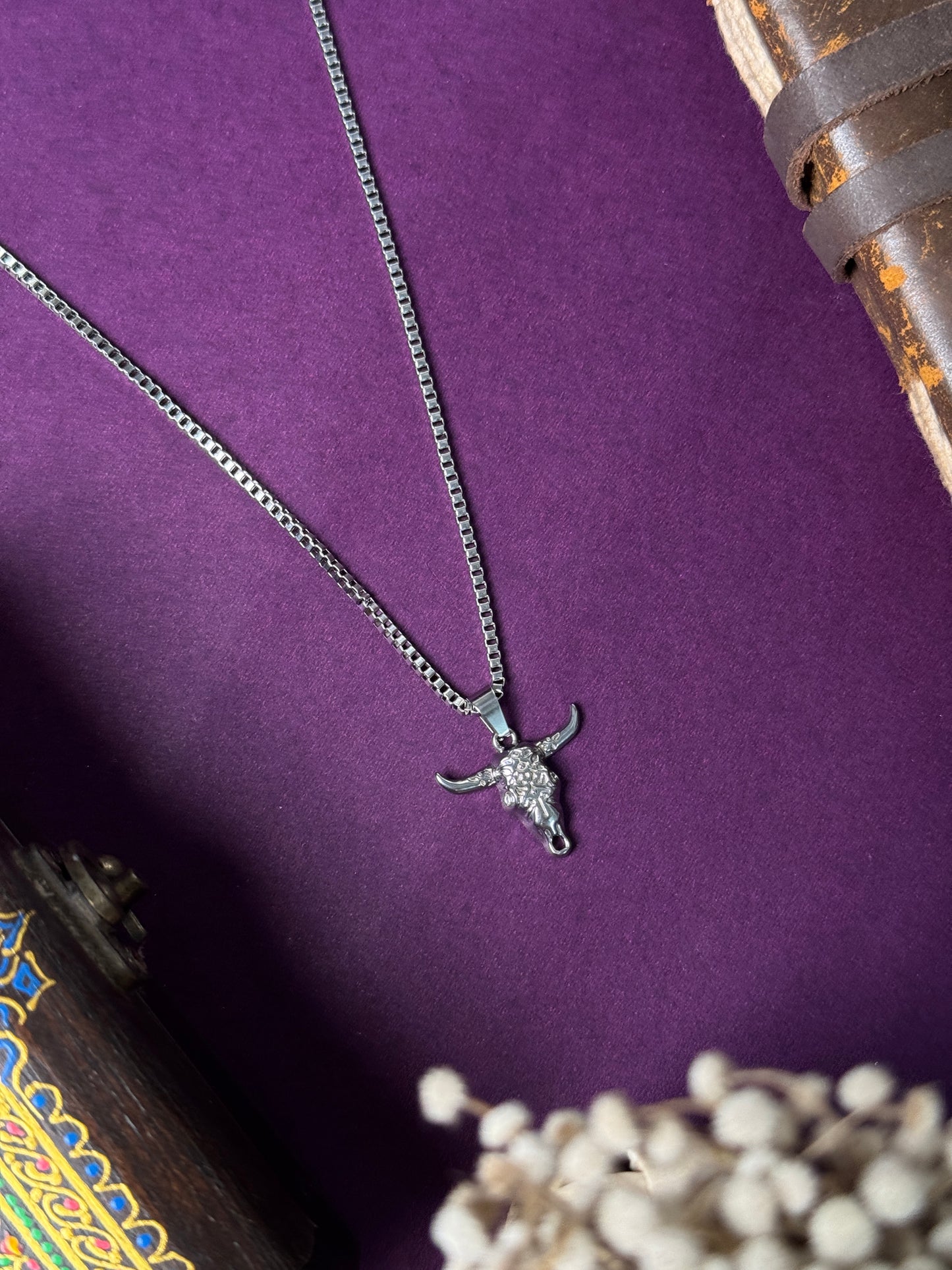 Bull head Stainless steel silver necklace