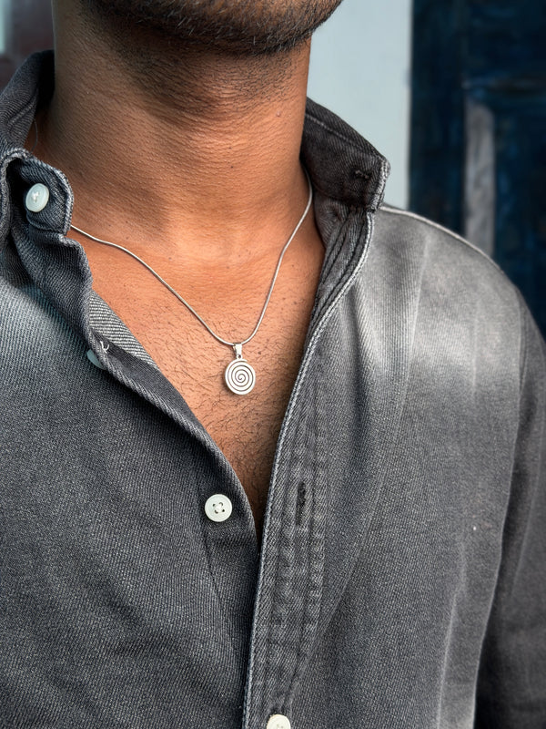 Spiral stainless steel  silver necklace