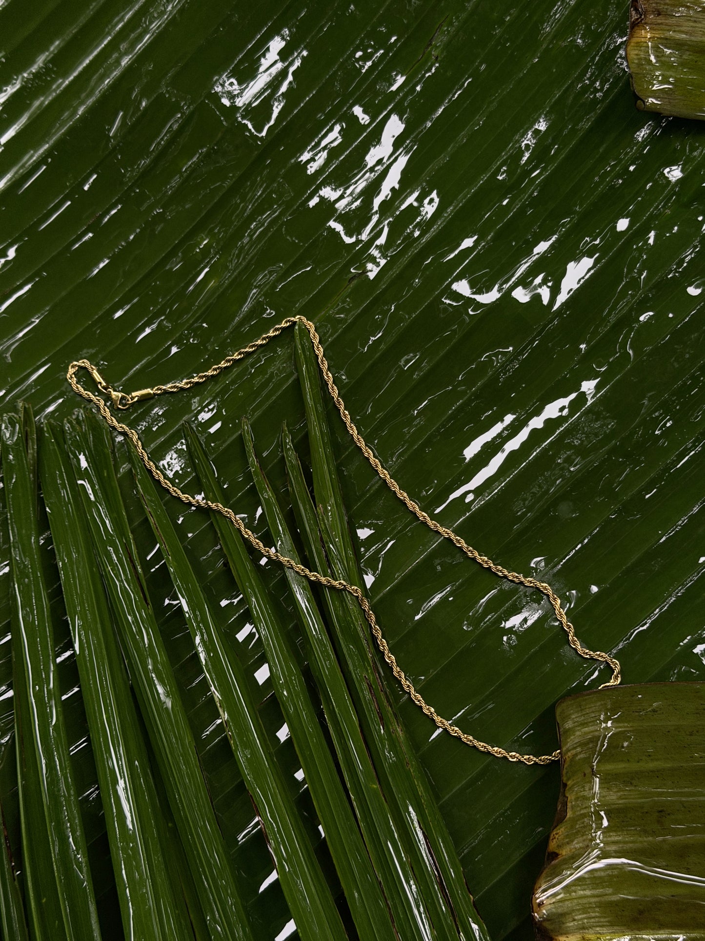 Twisted rope stainless steel 18k gold plated chain 55 cm x 2mm