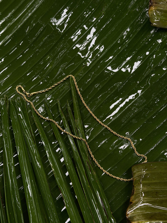 Twisted rope stainless steel 18k gold plated chain 55 cm x 2mm