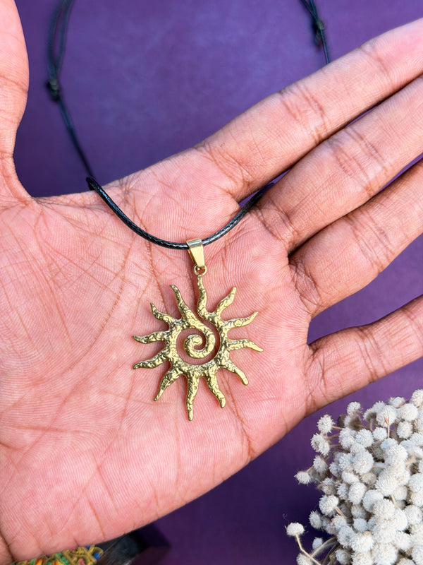 Spiral sun 18k gold plated necklace