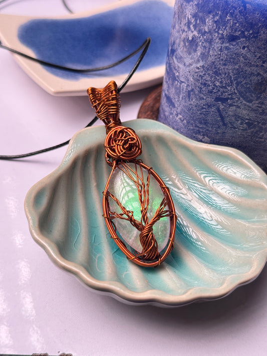 Rainbow moonstone copper wire wrapped