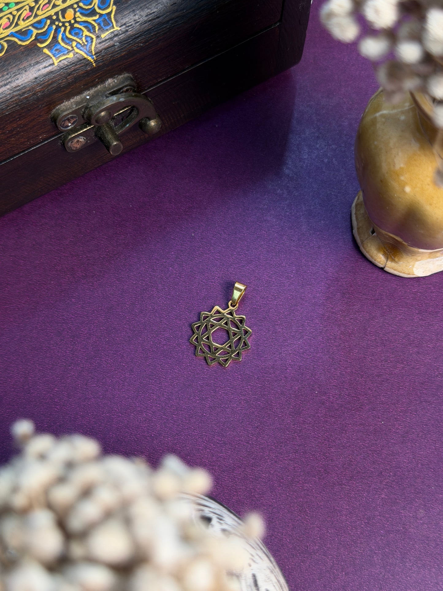The Heart Chakra Pendant with hook -  Stainless Steel 18 k gold plated