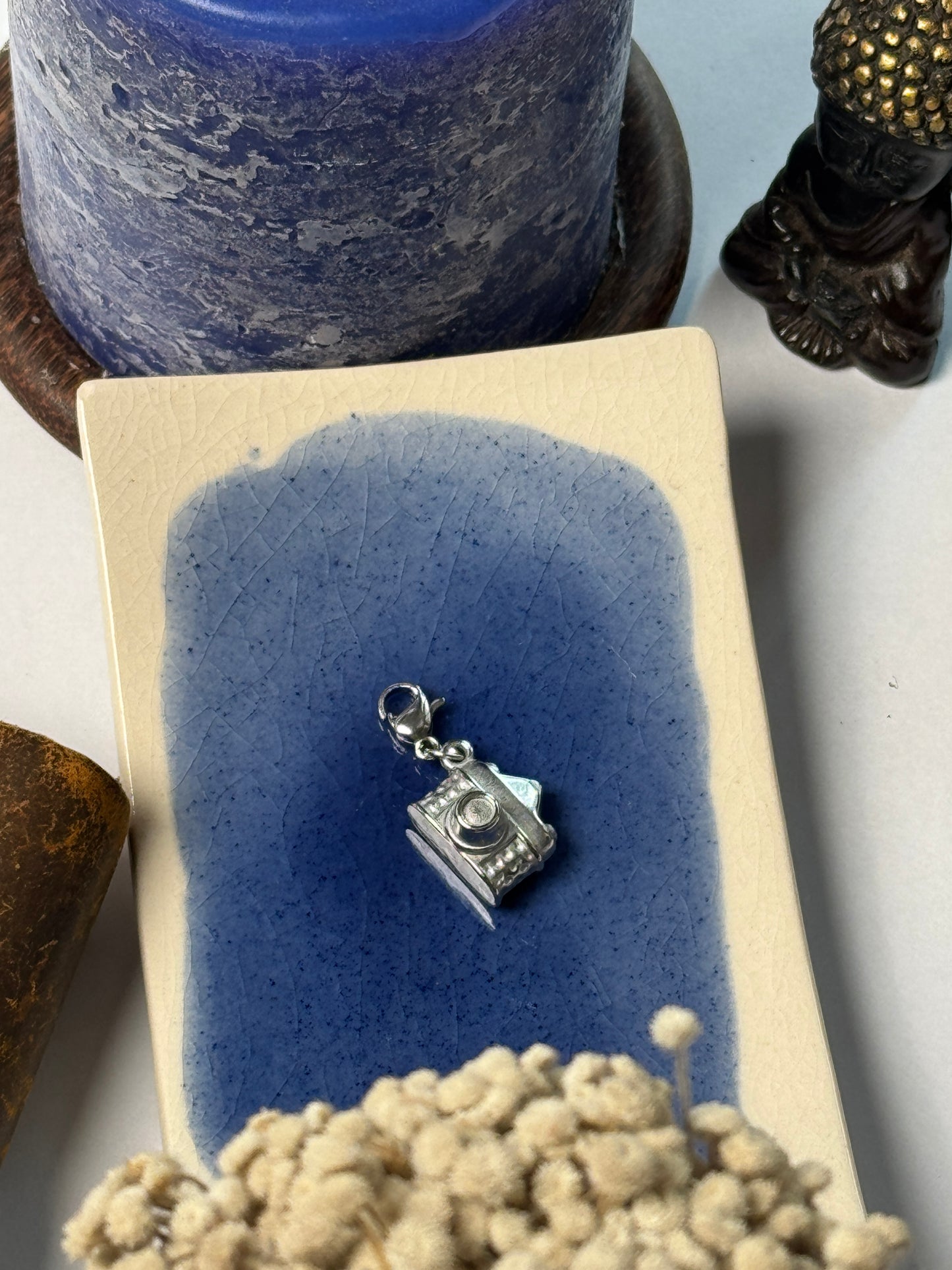 Camera stainless steel silver pendant with hook