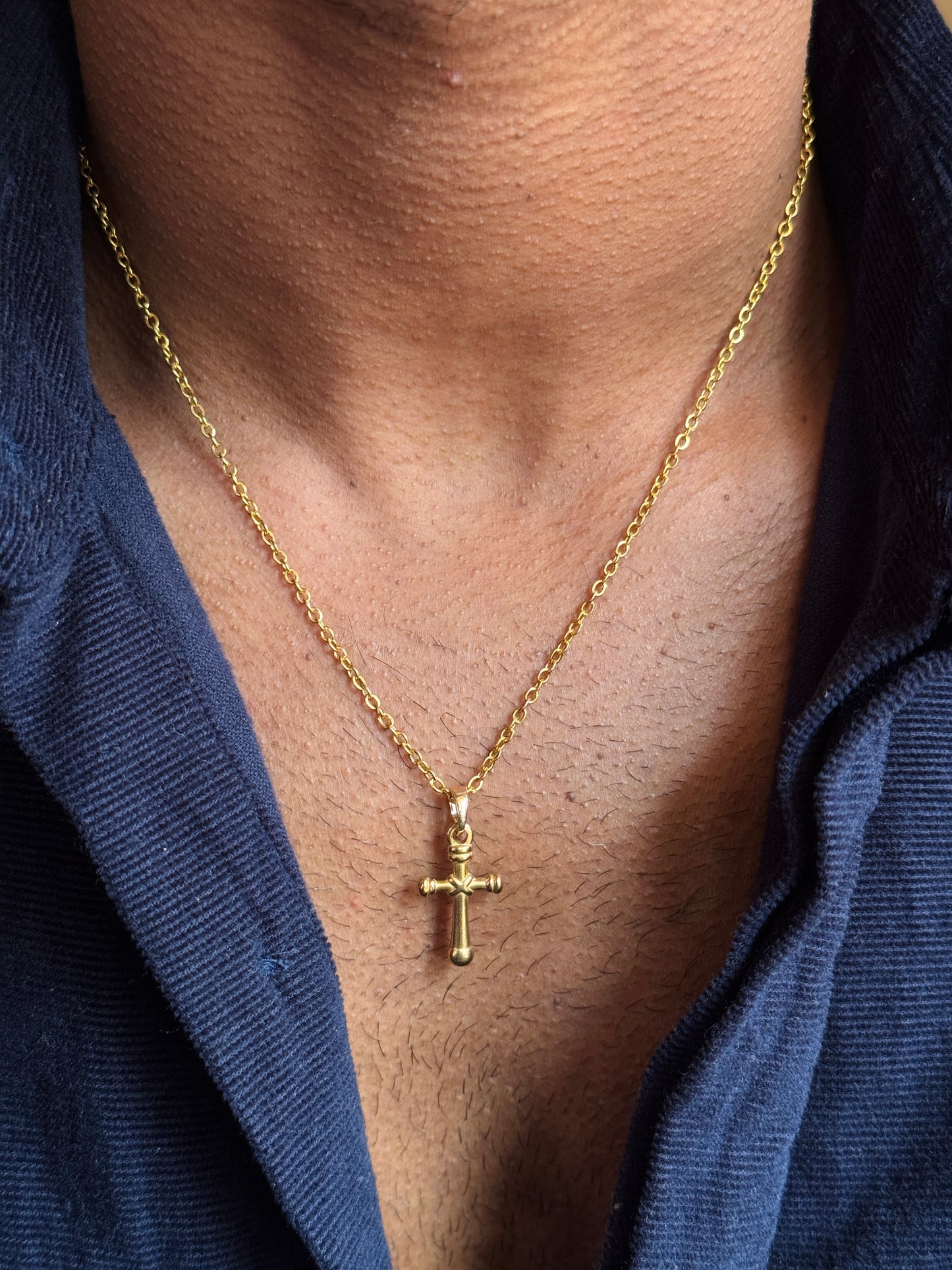 Cross minimal golden necklace 18k gold-plated