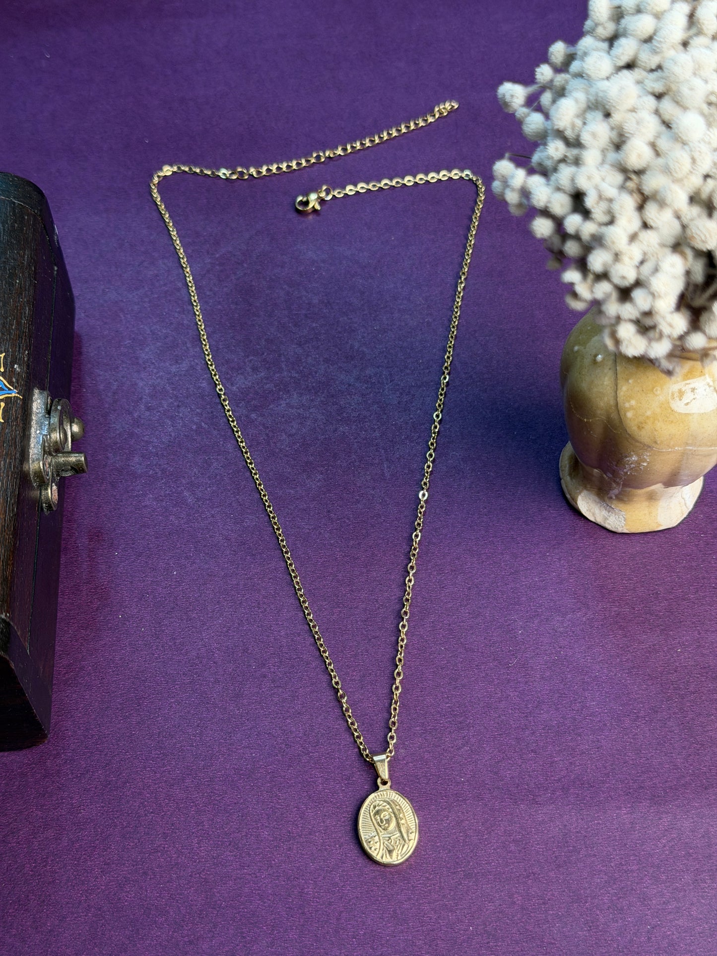 Mother marry 18k gold plated stainless steel necklace