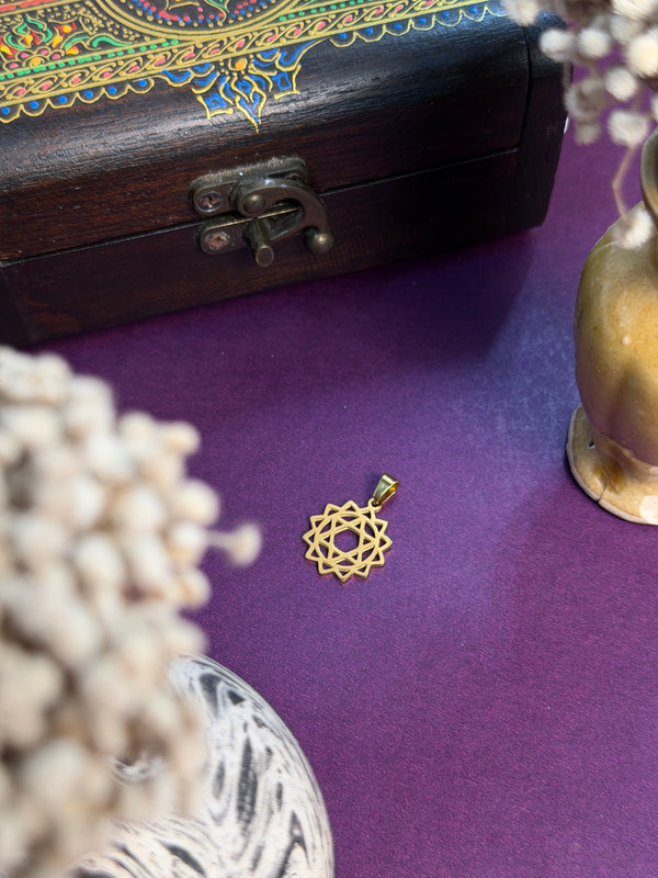 The Heart Chakra Pendant with hook -  Stainless Steel 18 k gold plated