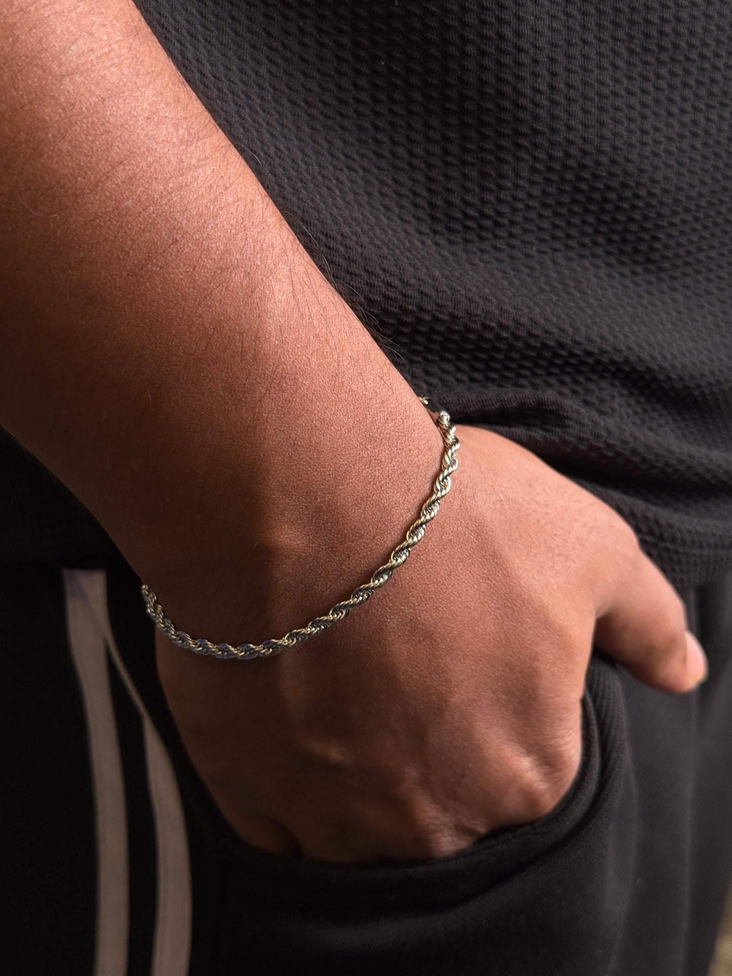 Stainless steel twisted rope type adjustable bracelet