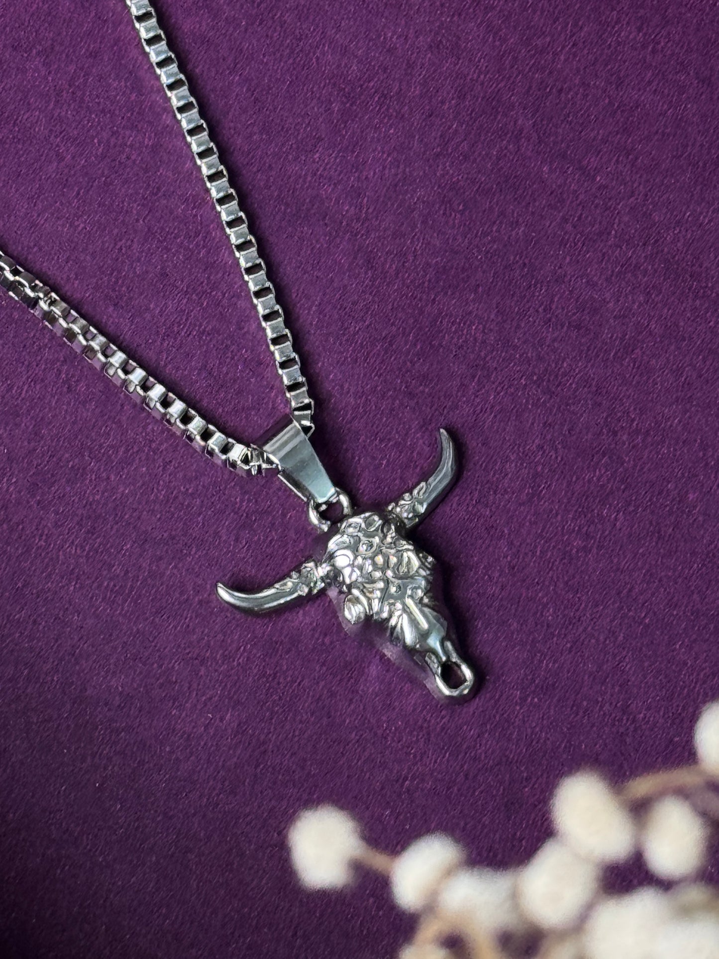Bull head Stainless steel silver necklace