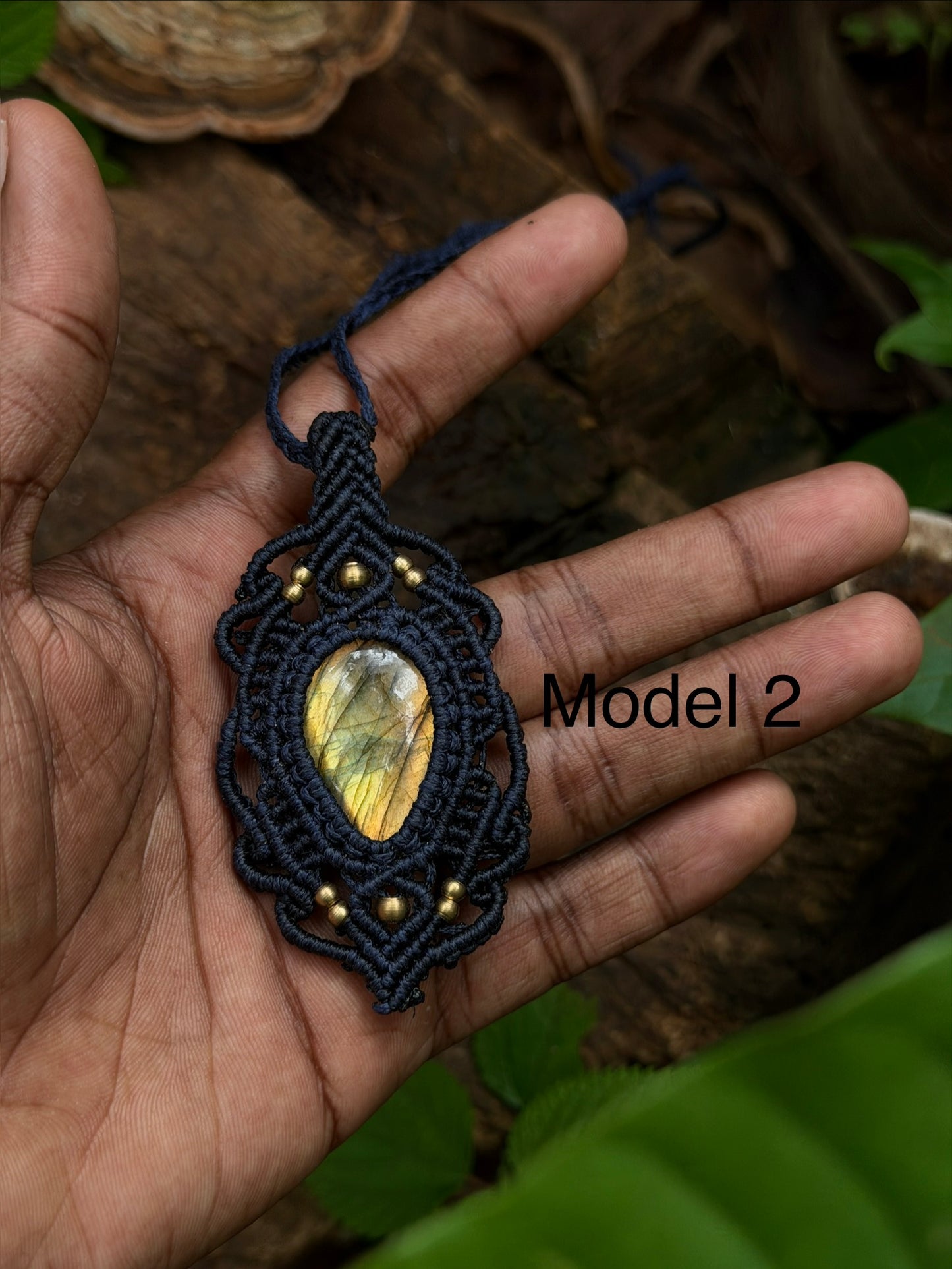 Labradorite macrame stone necklace