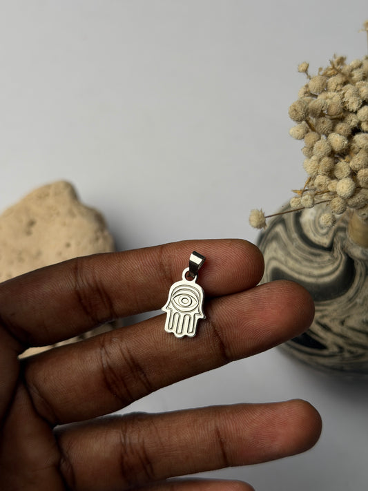 Hamsa hand  small stainless steel pendant with hook