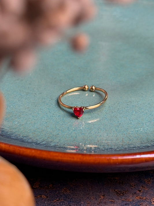 18k gold plated adjustable heart shape zircon stone ring