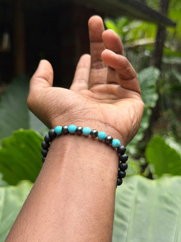 Handmade Lava Stone & Turquoise Bracelet