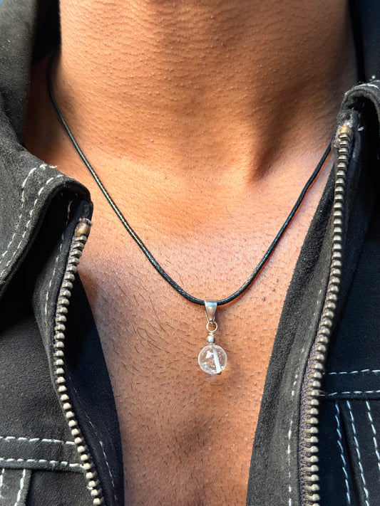 Clear quartz natural stone necklace