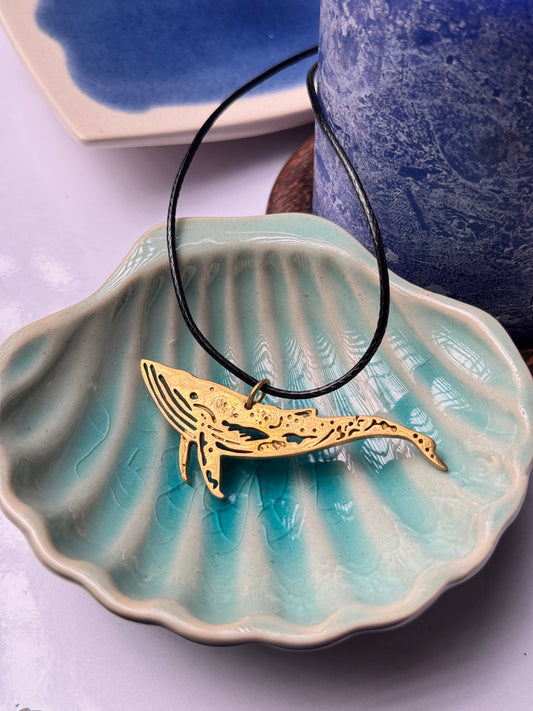 Whale brass necklace