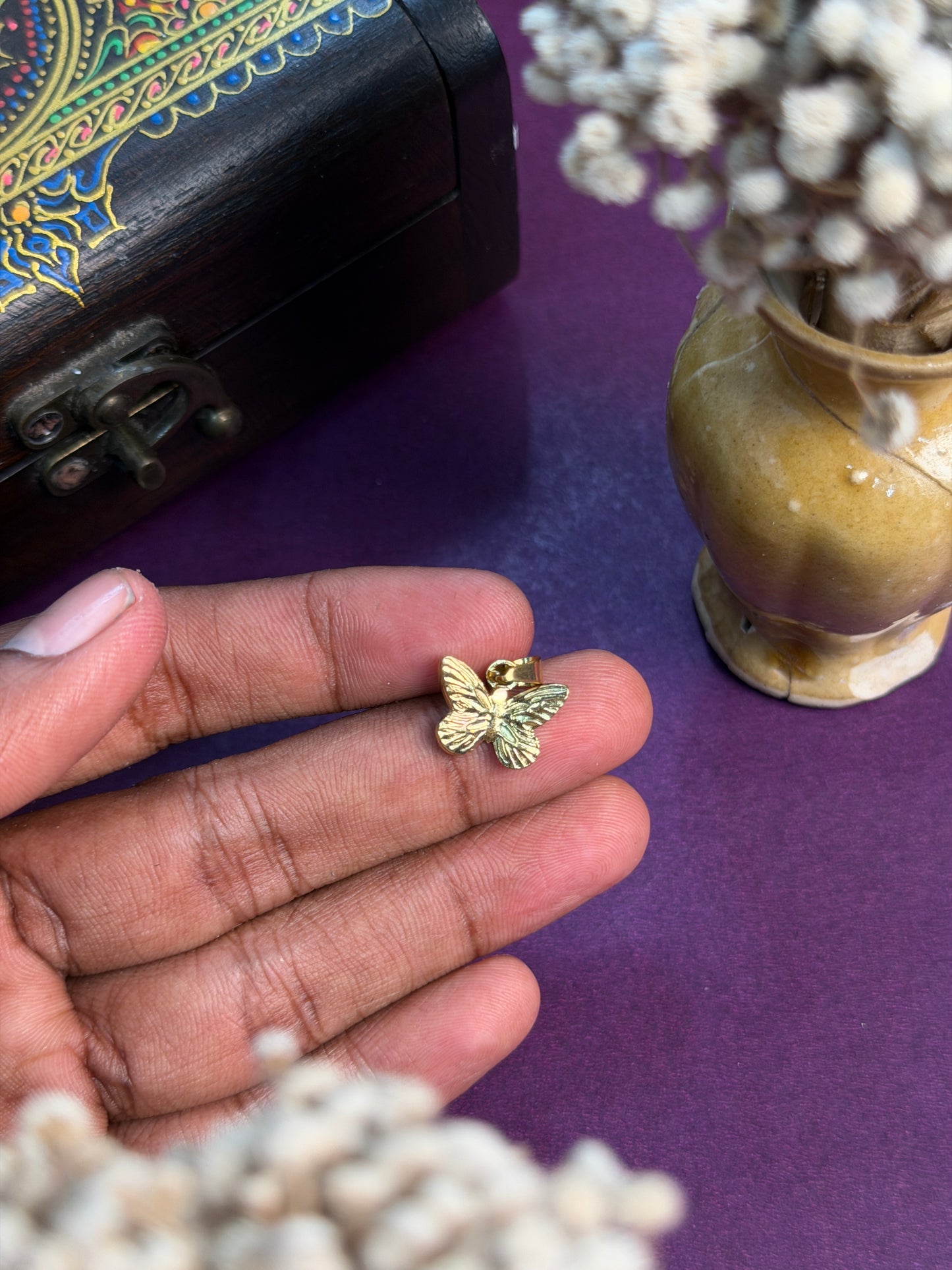 Butterfly 18 k gold plated stainless steel pendant