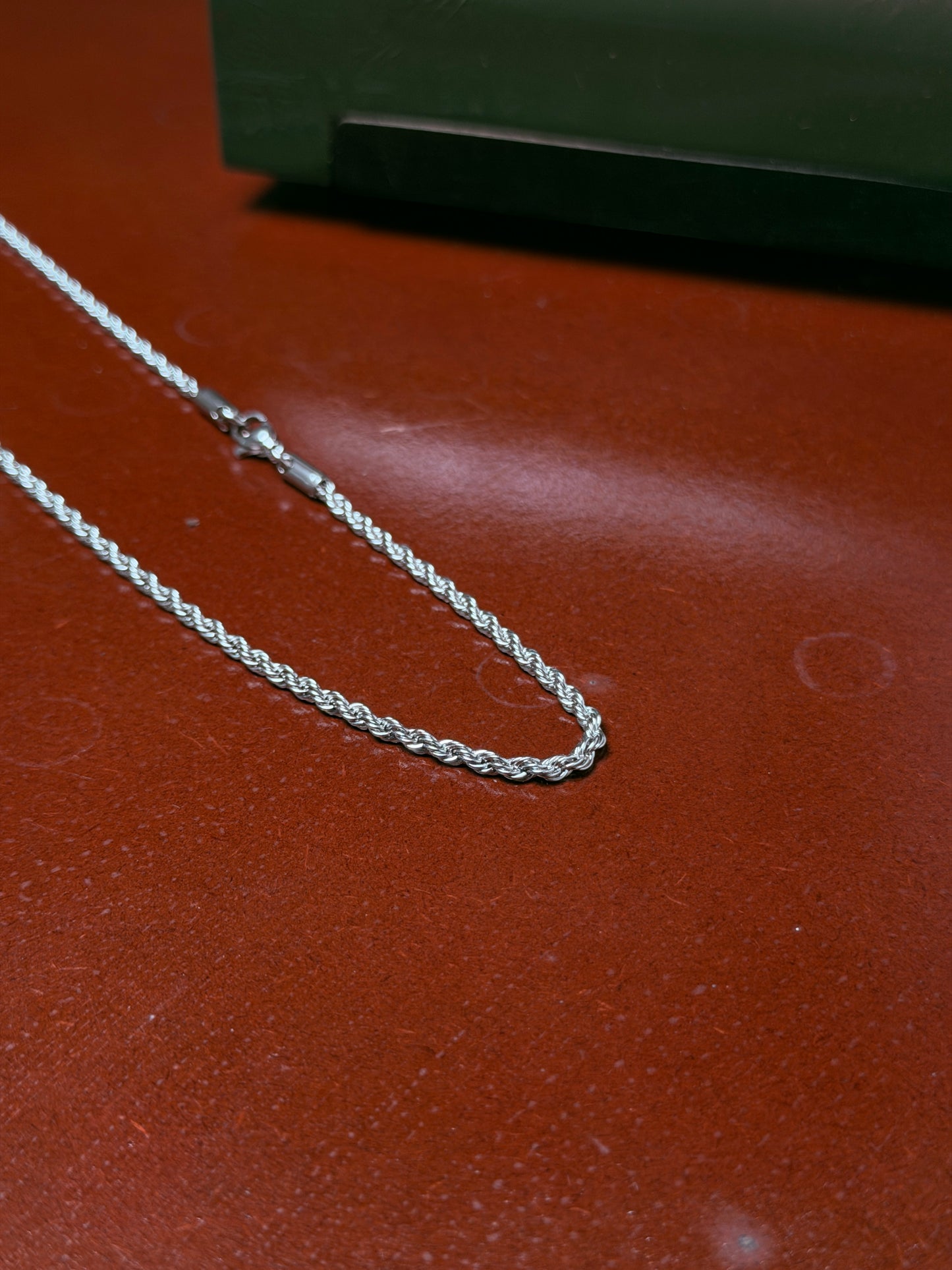 Twisted rope stainless steel silver  chain 55 cm x 2mm