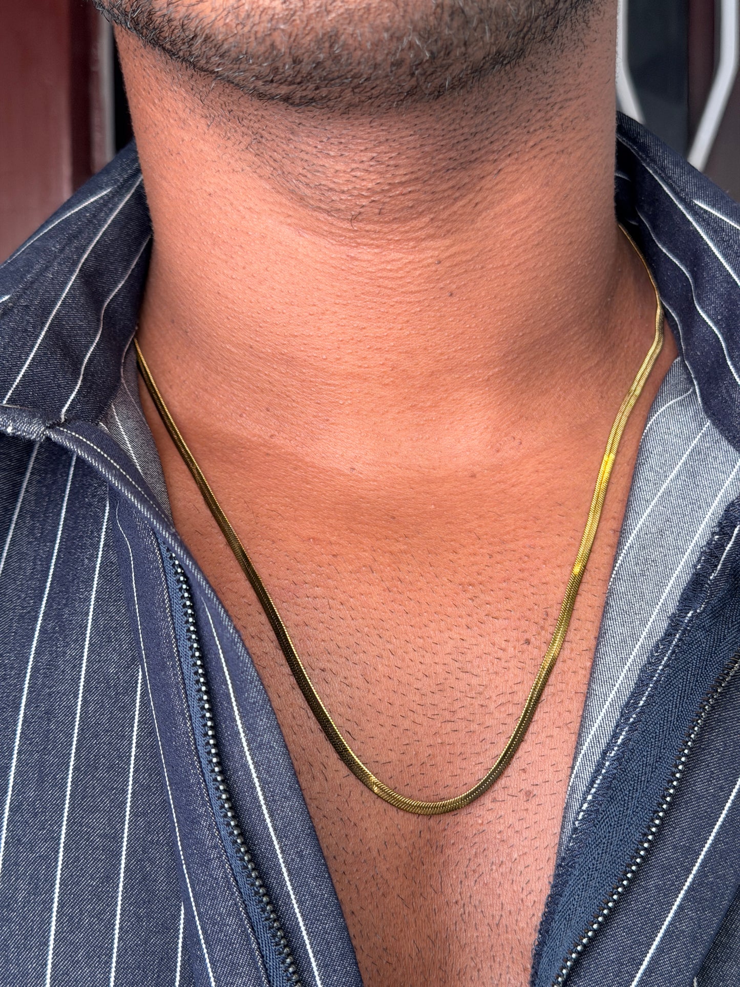 Snake stainless steel  18k gold plated chain 55 cm x 2mm