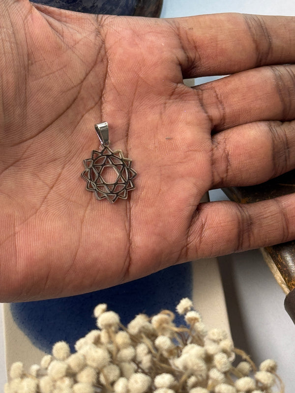 The Heart  Chakra stainless steel silver  pendant with hook