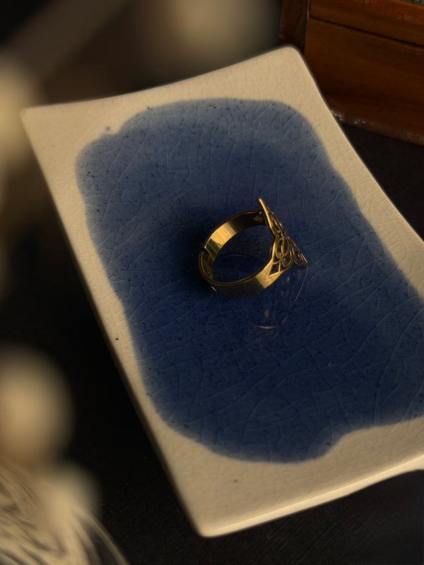 Witchcraft 18k gold plated stainless steel adjustable ring