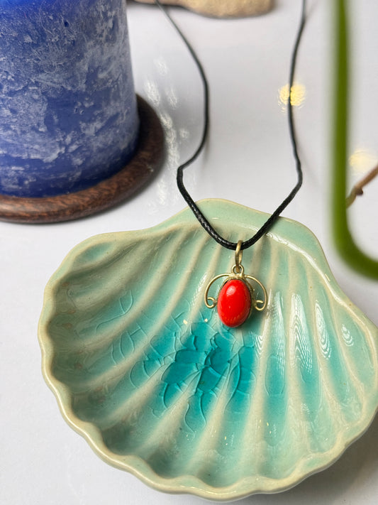Red coral stone necklace