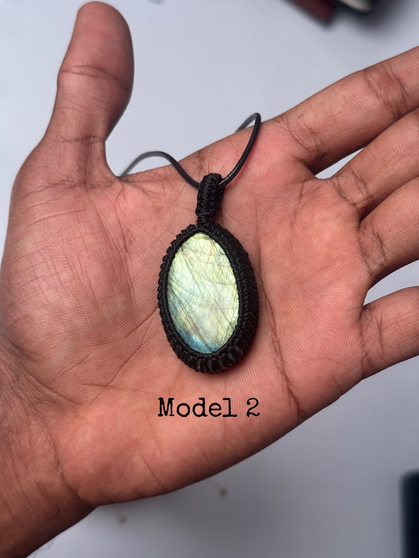 Labradorite macrame adjustable necklace
