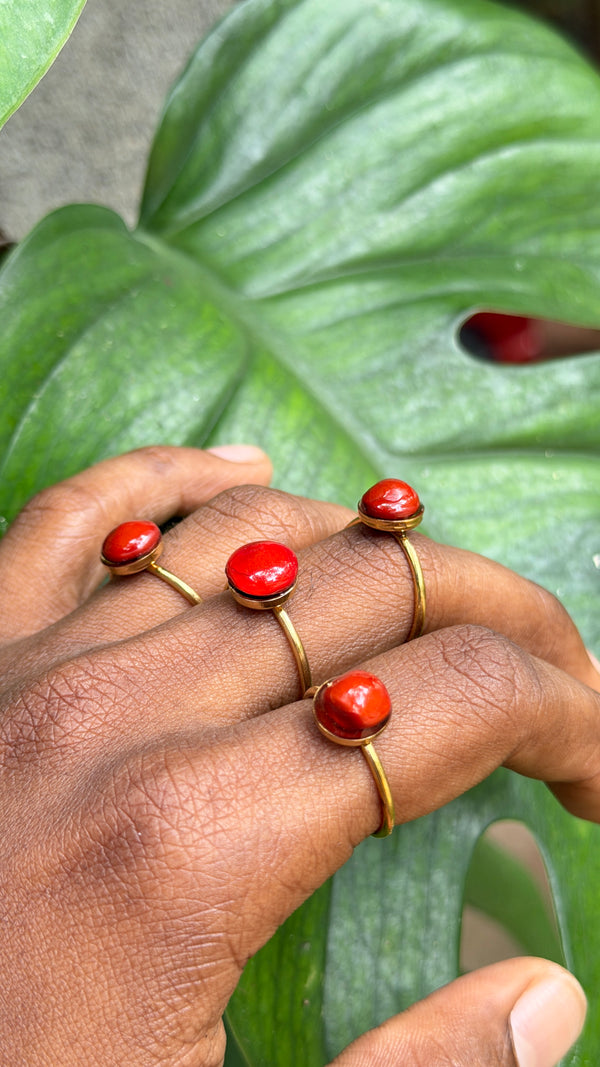 Manjaadikkuru Ring ❤️ | Red lucky seed Ring |(Adjustable /stainless steel / resin)