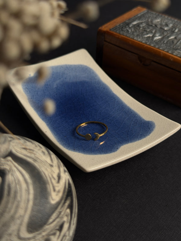 Moon ring 18k gold plated adjustable stainless steel ring