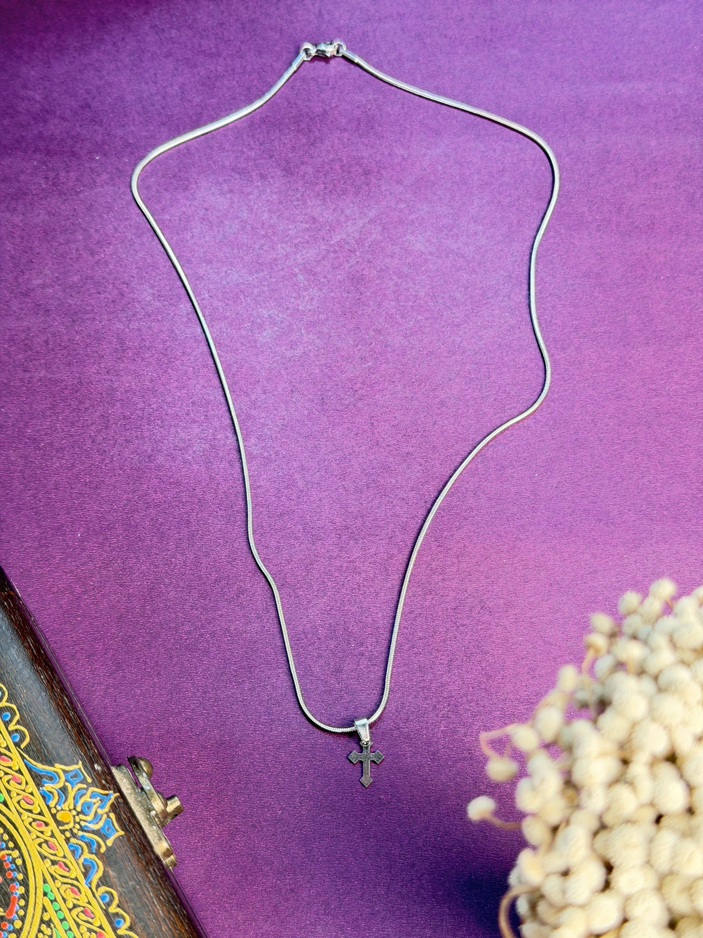 Tiny cross Stainless steel silver necklace
