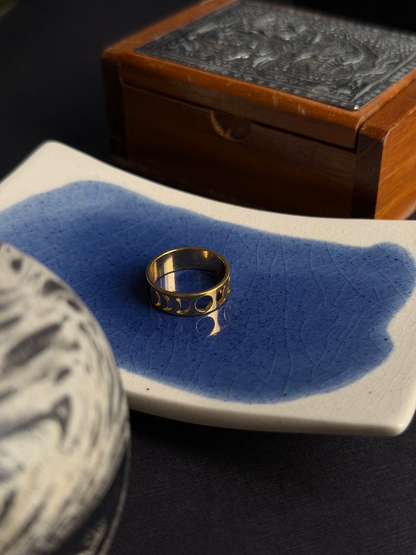 Lunar Phase Ring 18k gold plated  golden ring
