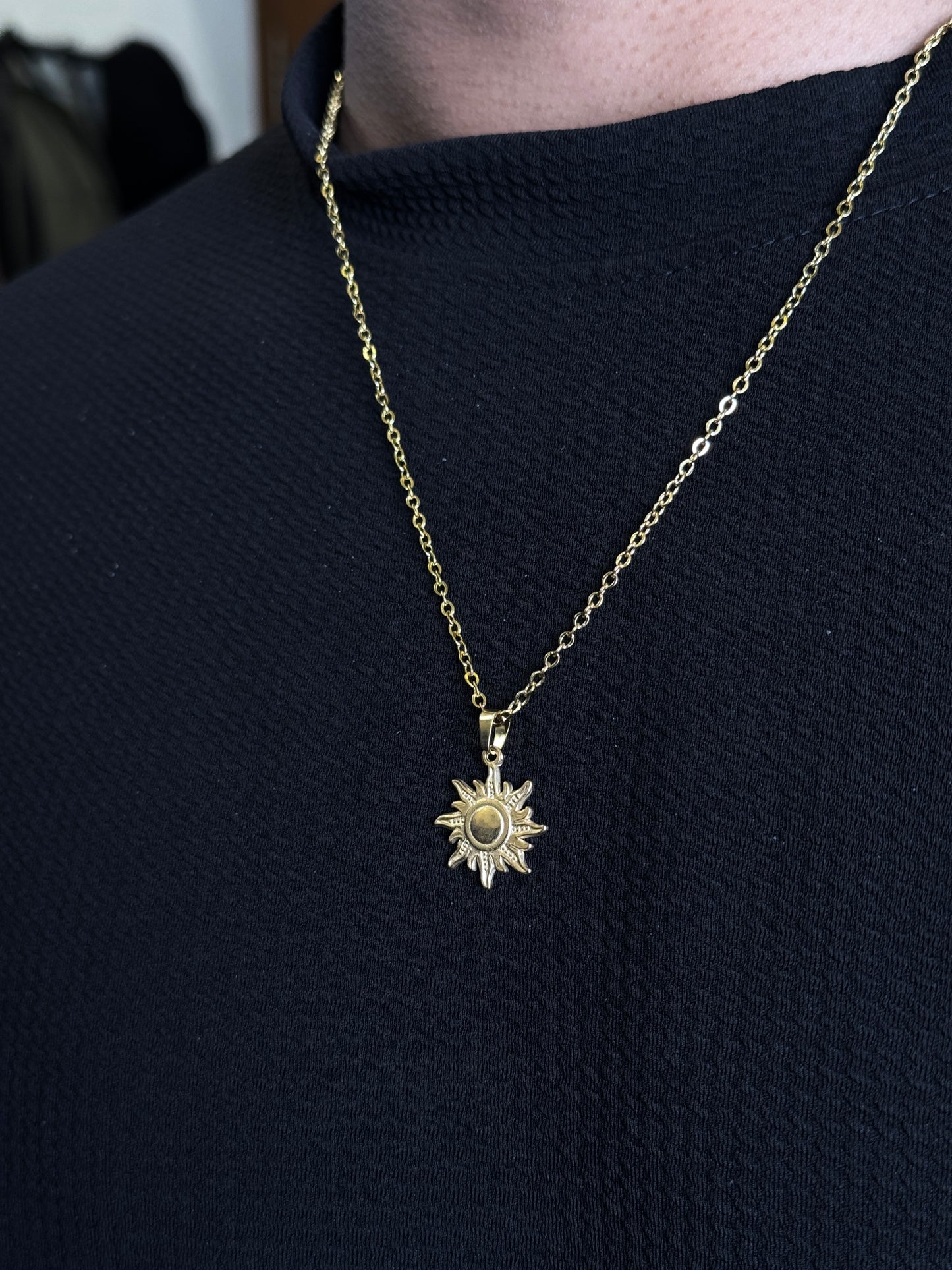 Sun 18k gold plated stainless steel necklace
