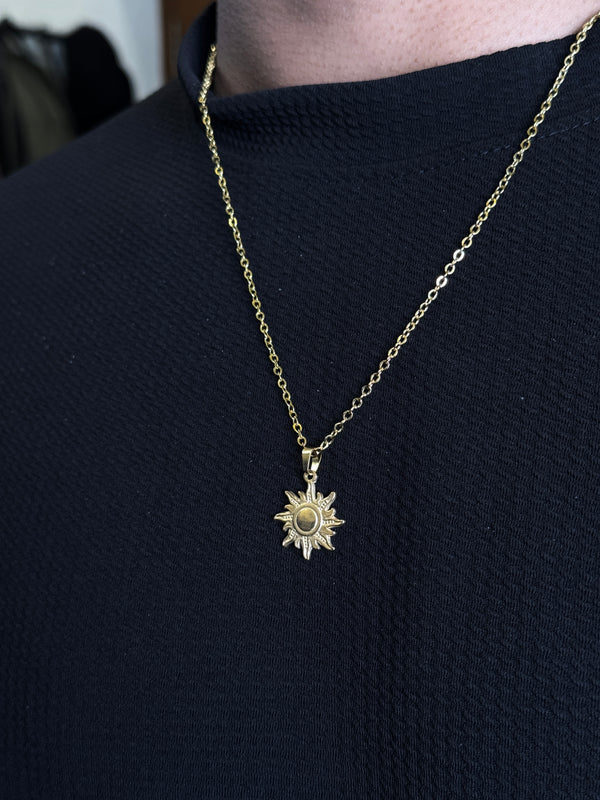 Sun 18k gold plated stainless steel necklace