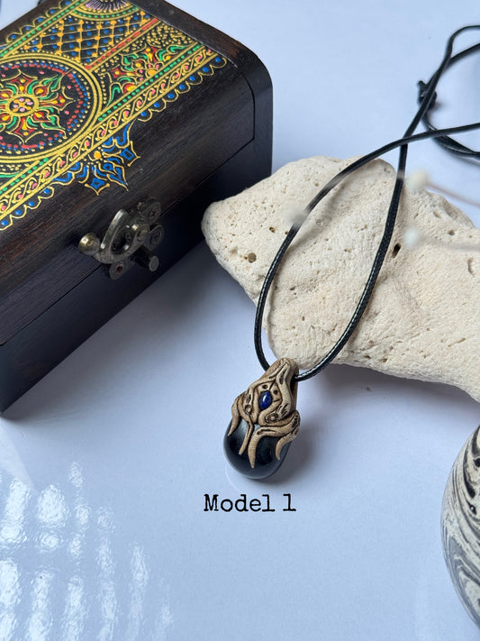 Black agate  clay necklace