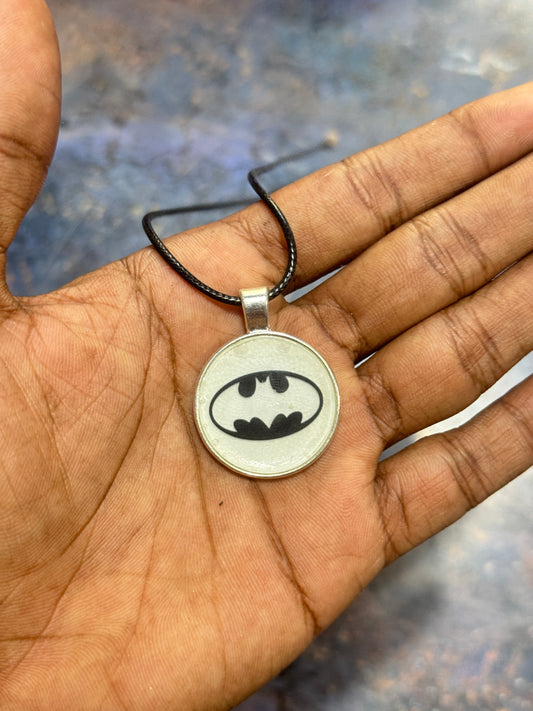 Glow in the dark batman resin necklace