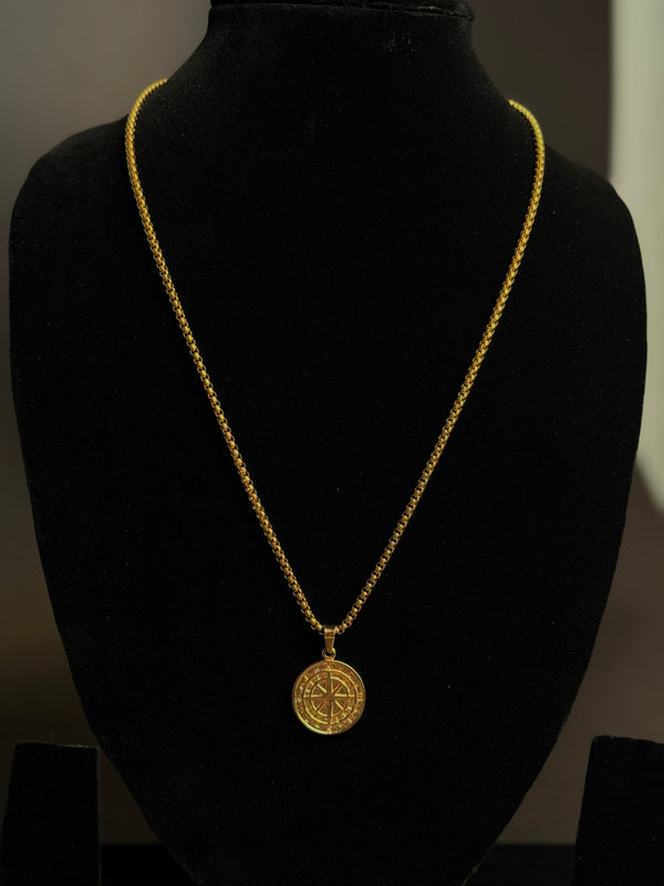Compass 18K Gold plated Stainless steel chain