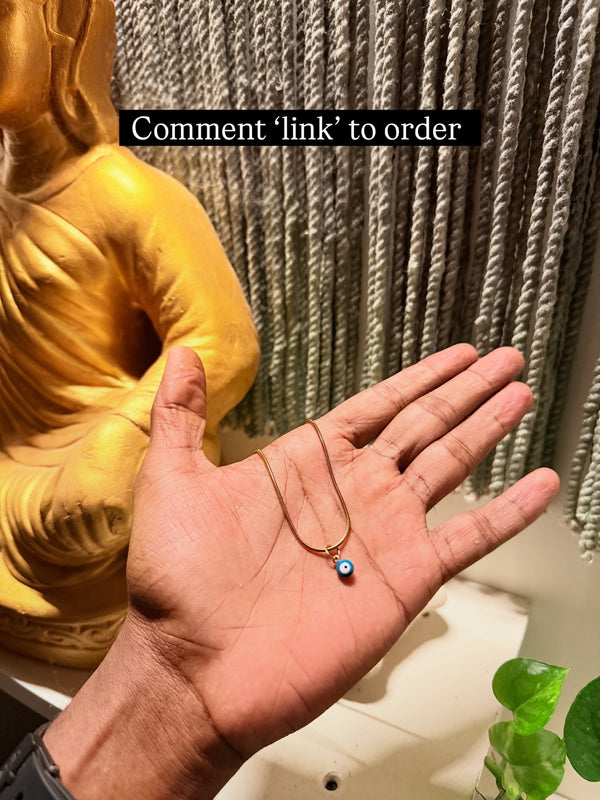 Tiniest evil eye 18k gold plated , stainless steel necklace