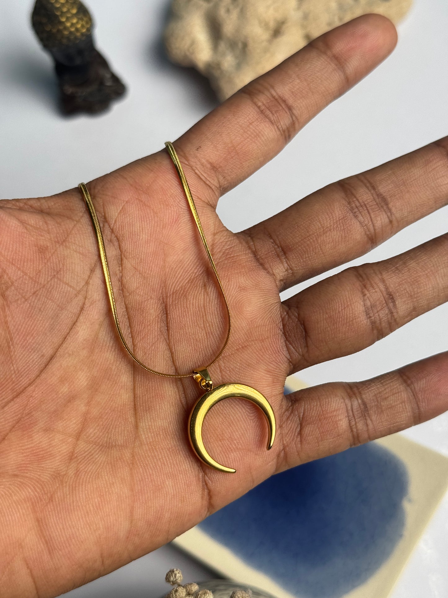 Moon stainless steel 18k gold plated  45 cm snake chain