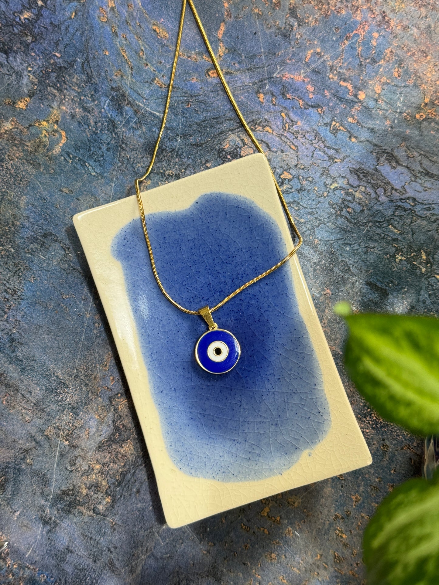 Evil eye 18k gold-plated stainless steel 55 cm necklace
