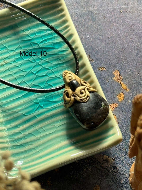 Black onyx clay necklace