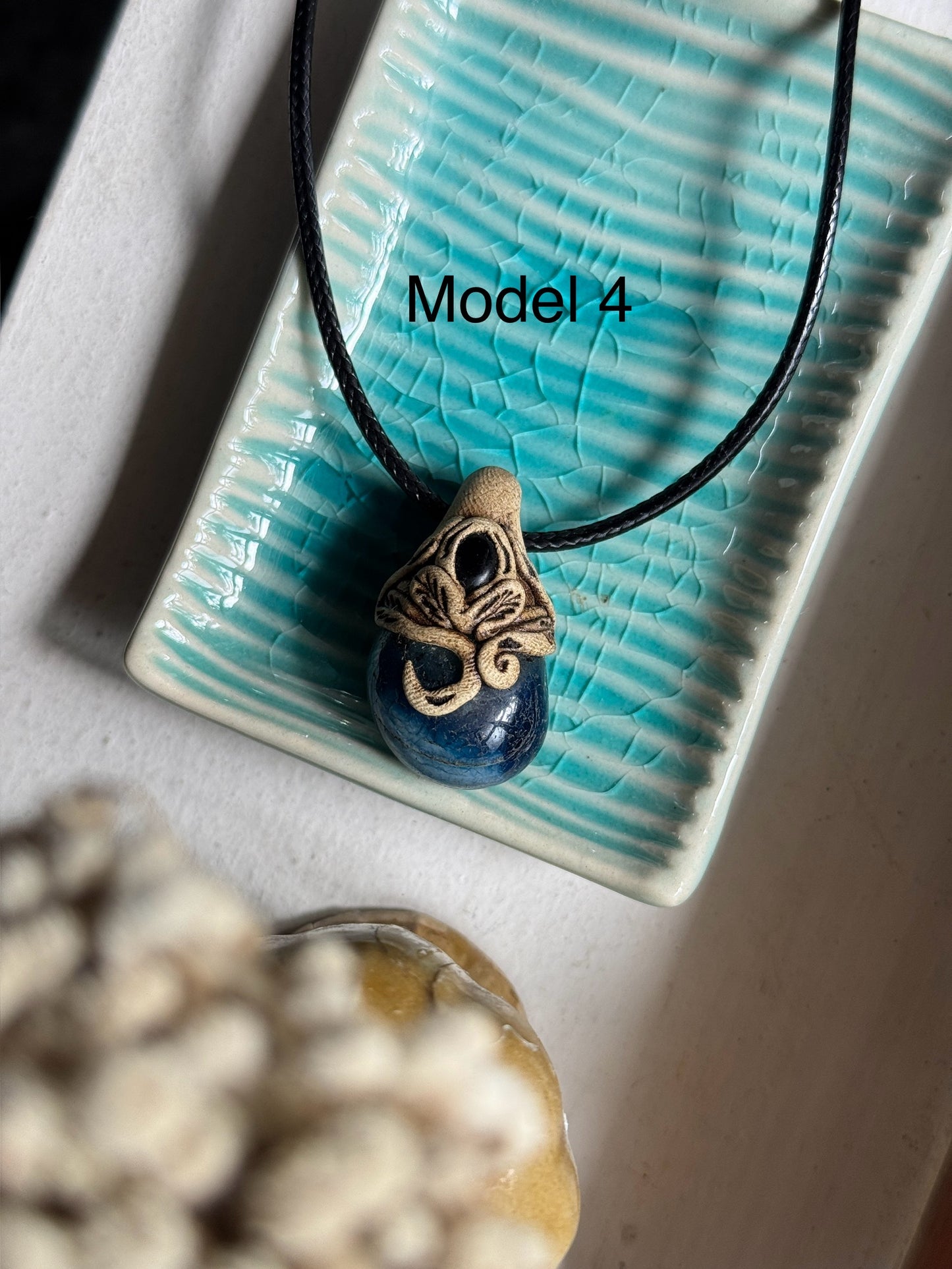 Blue agate clay necklace