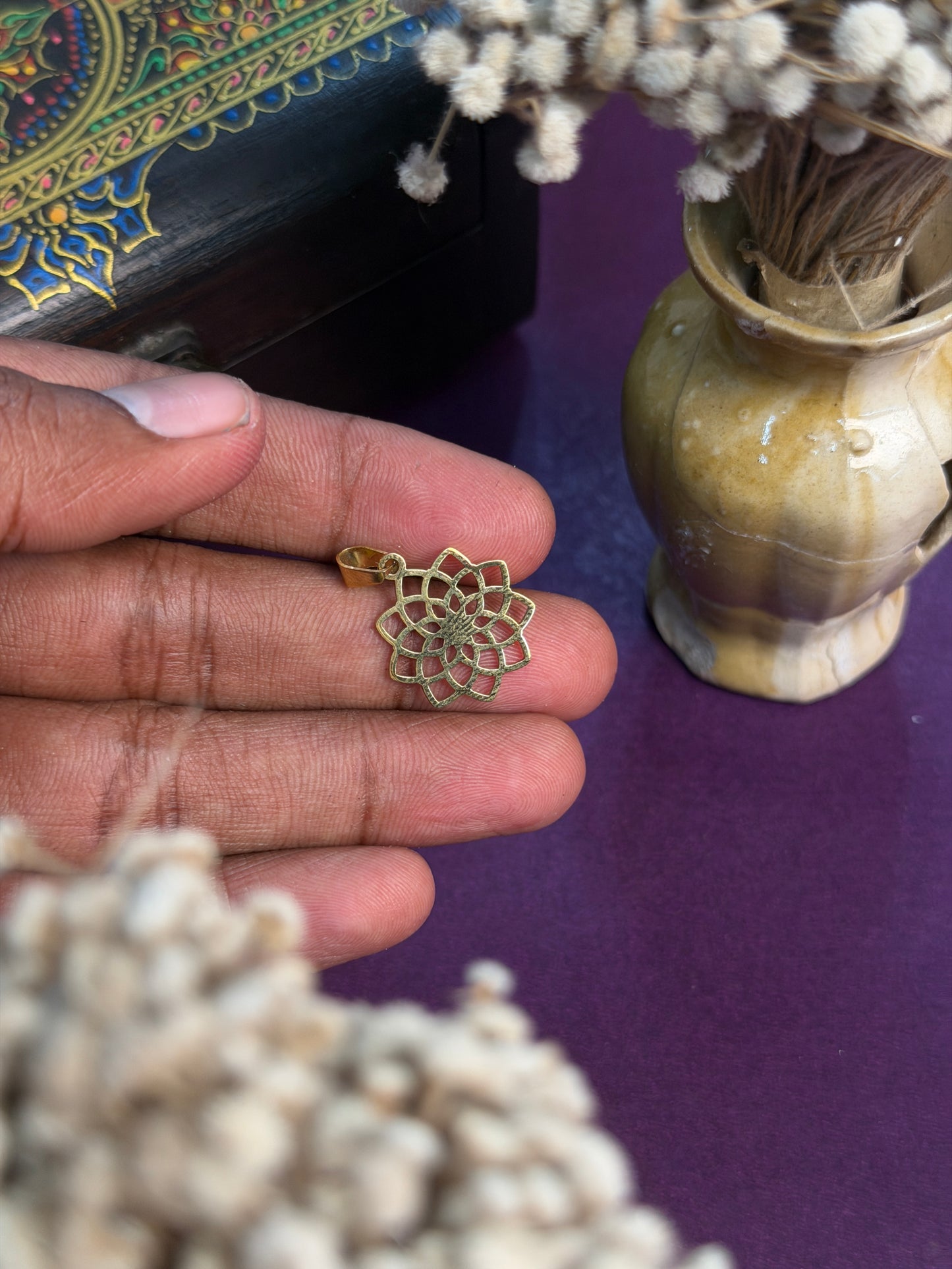 The Crown Chakra Pendant with hook -  Stainless Steel 18 k gold plated