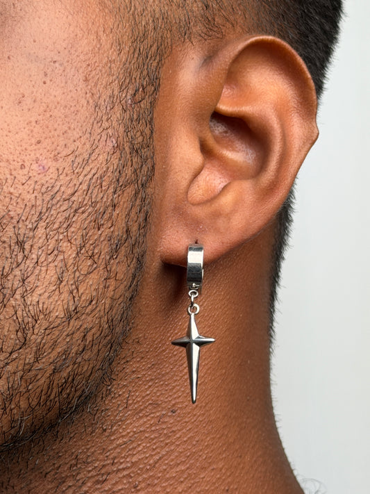 Dagger Cross Drop Huggie Earring