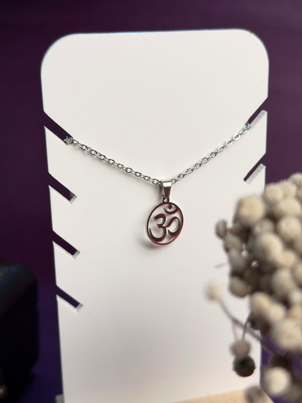 Aum stainless steel pendant silver necklace