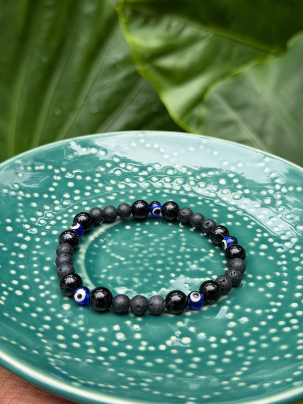 Handmade Evil eye Lava stone bracelet