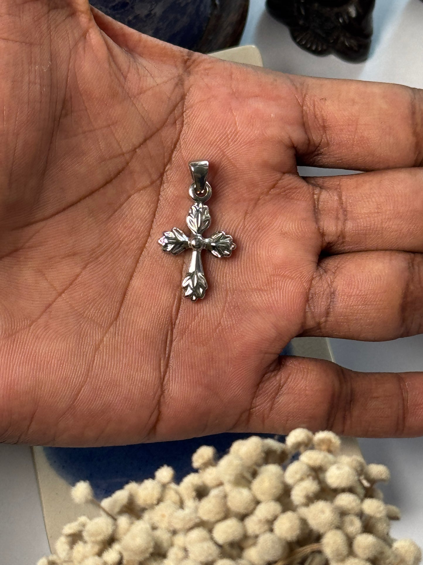Cross stainless steel silver pendant with hook
