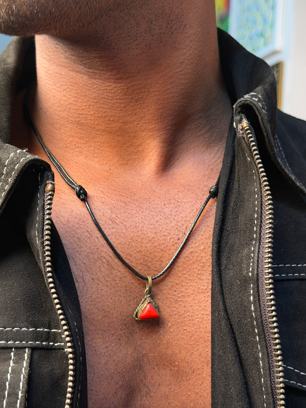Red coral natural stone necklace