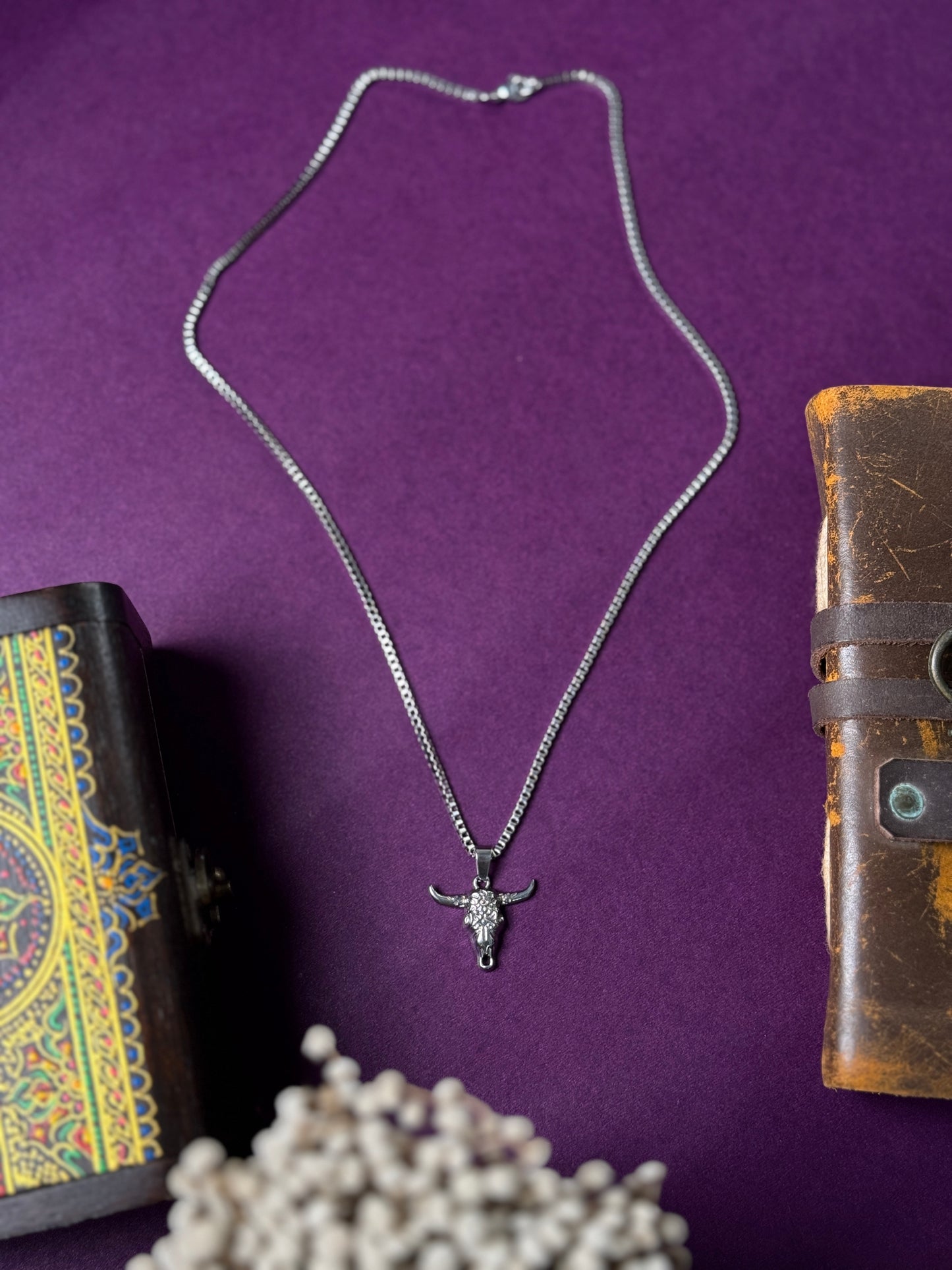 Bull head Stainless steel silver necklace