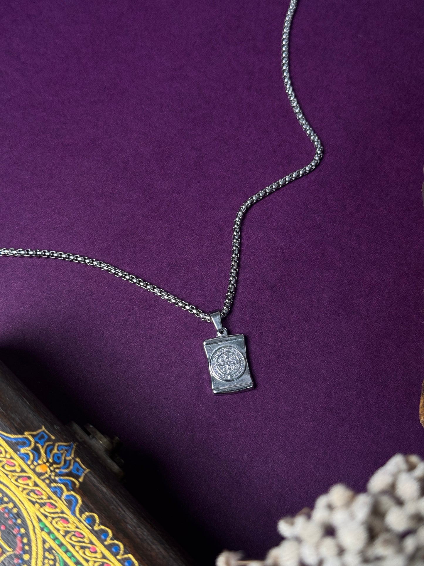 Cross double side stainless steel necklace